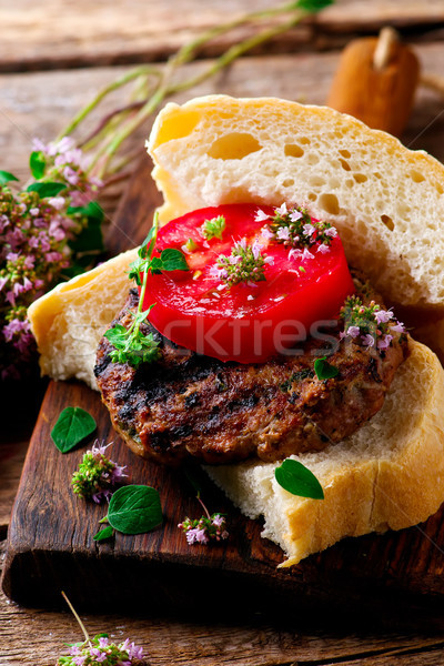 Grilled herbed burger.style rustic .selective focus Stock photo © zoryanchik
