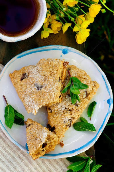 peanut butter chocolate chip oatmeal scones.style rustic  selective focus.  Stock photo © zoryanchik