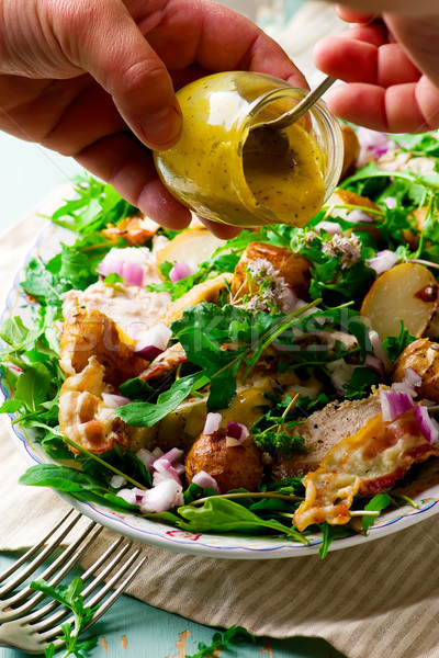 Turkey and arugula salad Stock photo © zoryanchik