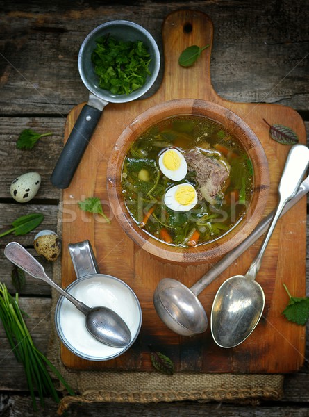 Russo tradizionale zuppa uova panna acida alimentare Foto d'archivio © zoryanchik