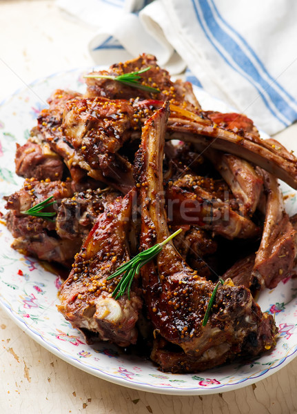 Lamb chops grills. Holiday table Stock photo © zoryanchik
