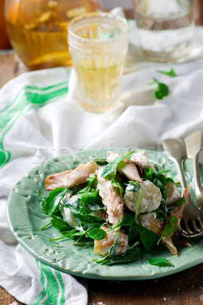 warm new potato and smoked mackerel salad Stock photo © zoryanchik