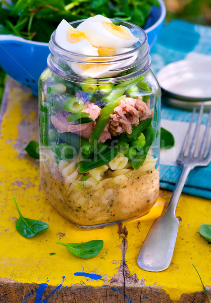 Summer maison jar salad. outdoor light.  Stock photo © zoryanchik