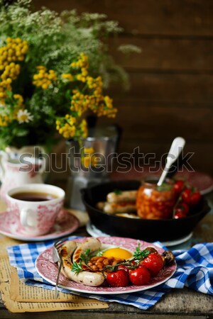  Beet falafel with tahina sauce and green salad  Stock photo © zoryanchik