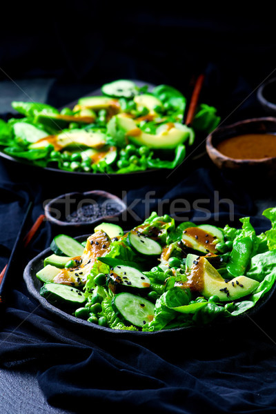 Green salad with miso dressing Stock photo © zoryanchik