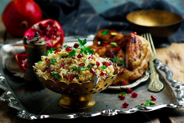 Persian Honey Glazed Chicken and Jeweled Rice Stock photo © zoryanchik