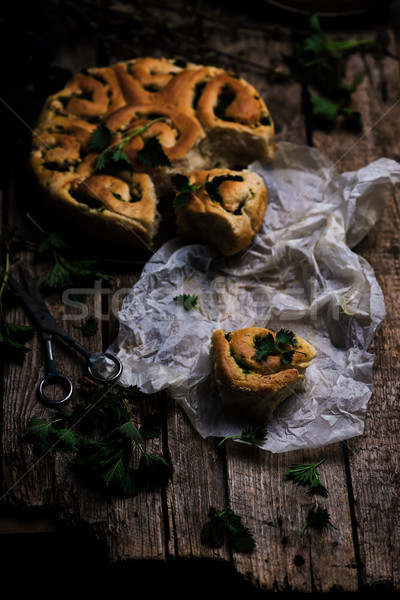 Wild nettle  whole wheat kissed buns. Style rustic.  Stock photo © zoryanchik