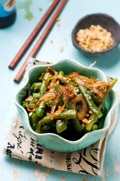 Asya taze fasulye salata seçici odak gıda yeşil Stok fotoğraf © zoryanchik