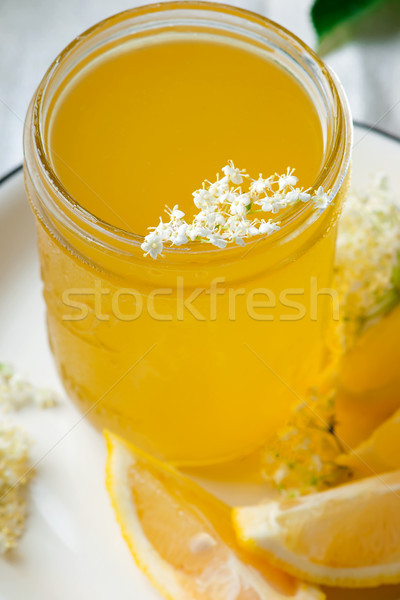 elderflower cordial in glass jar .style vintage Stock photo © zoryanchik