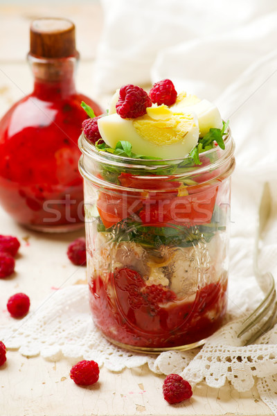 spring cobb salad with raspberry vinaigrette Stock photo © zoryanchik