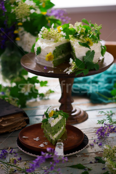 NETTLE AND LEMON CAKE WITH LEMON ICING.food gathering Stock photo © zoryanchik