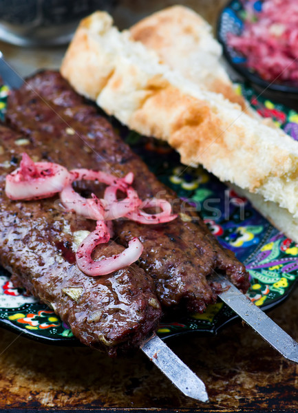Stock foto: Türkisch · kebab · Lamm · selektiven · Fokus · Fleisch · Mittagessen