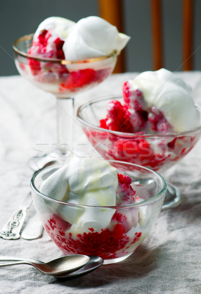 strawberry ice with whipped cream Stock photo © zoryanchik