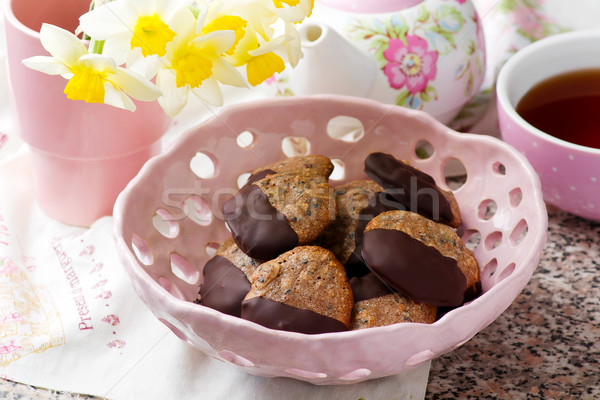 chocolate dipped seed cookies.style vintage Stock photo © zoryanchik
