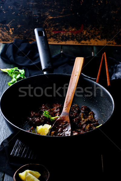 easy beef broccoli Stir-Fry. Stock photo © zoryanchik