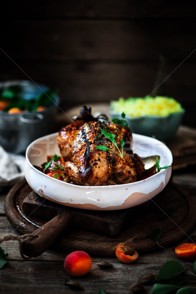 Apricot Dijon Roast Chicken Stock photo © zoryanchik