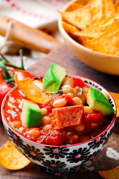 Quick White-Bean Stew. Mexican cuisine. Stock photo © zoryanchik