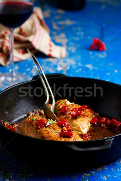 Chicken breast with sun dried tomato sauce Stock photo © zoryanchik