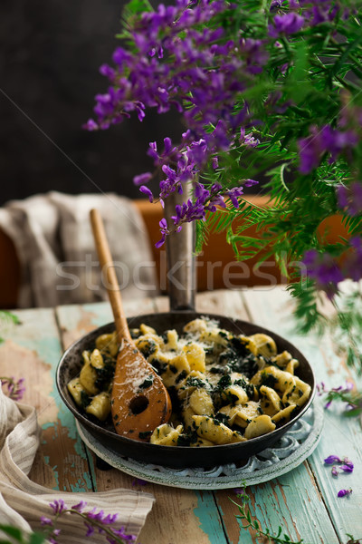 orecchiette butter braised nettles.food gathering Stock photo © zoryanchik