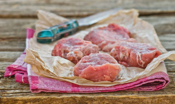 Stock photo: the fresh, crude, cut on pieces pork fillet 