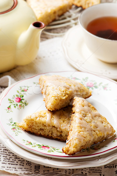 Banana Scones with Cinnamon Cream Cheese Glaze Stock photo © zoryanchik