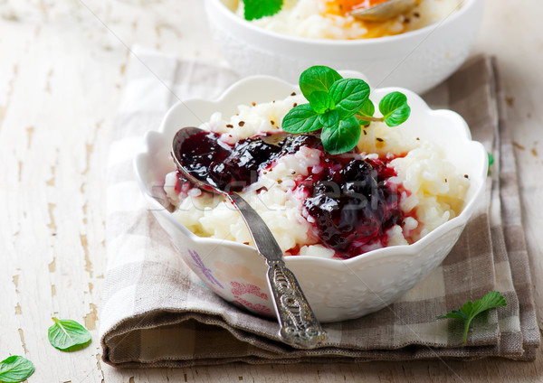 rice pudding with berries jam.selective focus Stock photo © zoryanchik