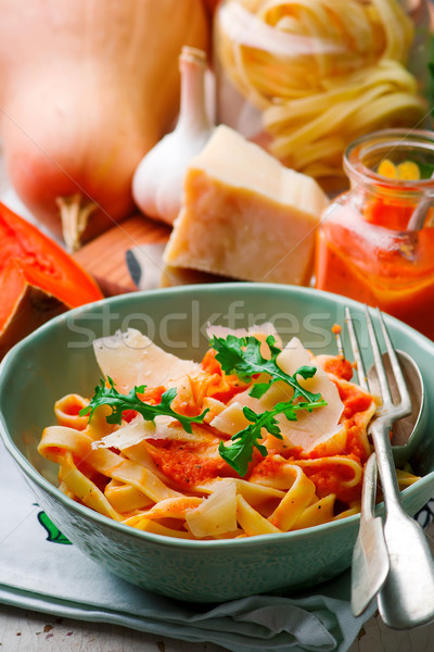 Stock photo: Alfredo pasta sauce with butternut squash, garlic and Parmesan .selective focus