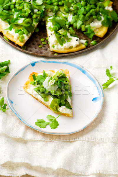 vegetable tart with green peas Stock photo © zoryanchik