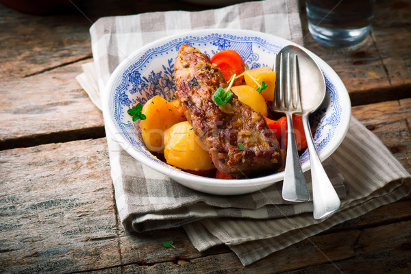 Cielęcina gulasz rustykalny selektywne focus żywności gotowania Zdjęcia stock © zoryanchik