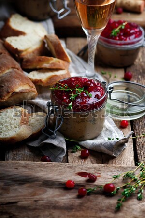 Stock photo: fried chicken liver with apples