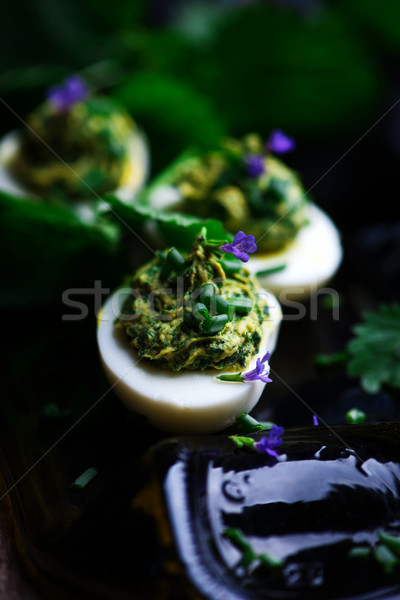 nettled eggs spring devils.style rustic. Stock photo © zoryanchik