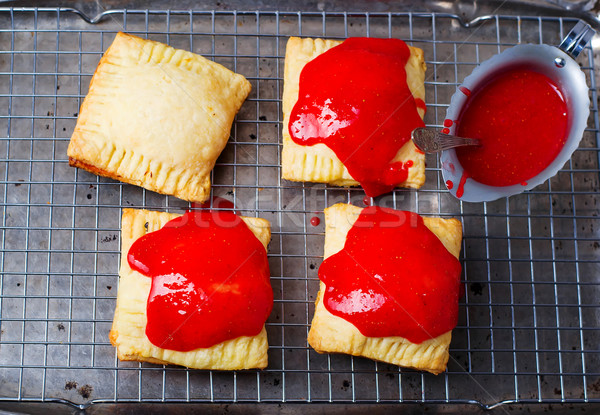 homemade  strawberry glaze pies Stock photo © zoryanchik