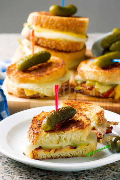 dill pickle bacon grilled cheese Stock photo © zoryanchik