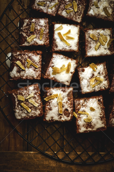 slices of a ginger parkin on a lattice for cooling.  Stock photo © zoryanchik