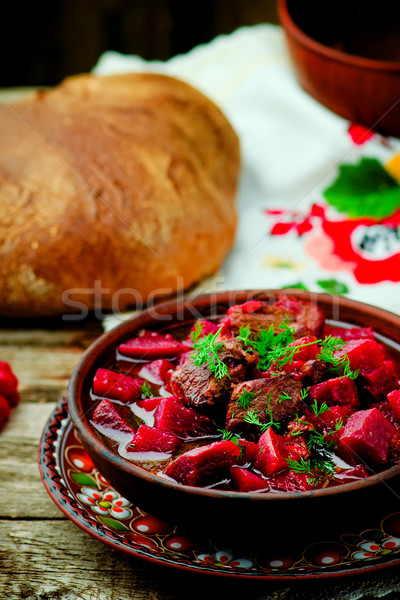 Wołowiny naczyń tradycyjny kuchnia stylu rustykalny Zdjęcia stock © zoryanchik
