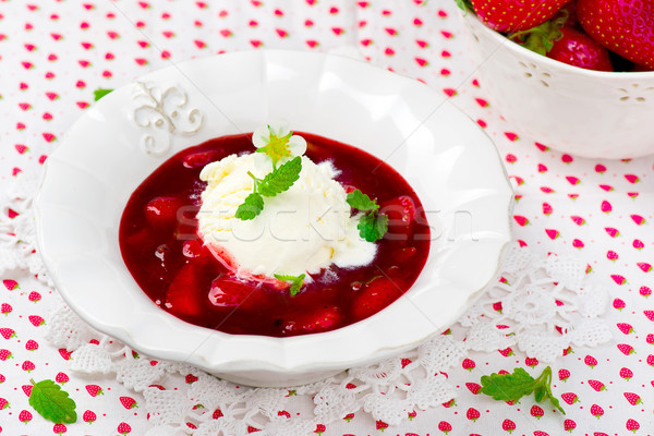 berry dessert with strawberry and ice cream Stock photo © zoryanchik