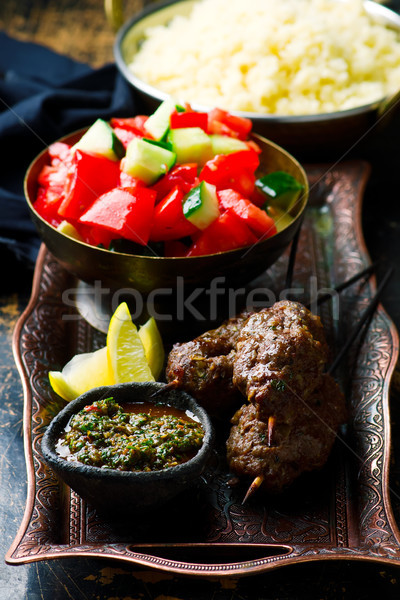lamb biftekia with anchovy sun dried tomato and mint Stock photo © zoryanchik