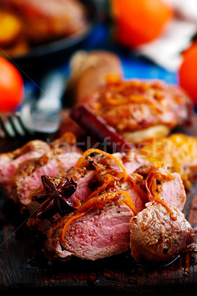 Ente Brust rustikal Essen Abendessen Fleisch Stock foto © zoryanchik