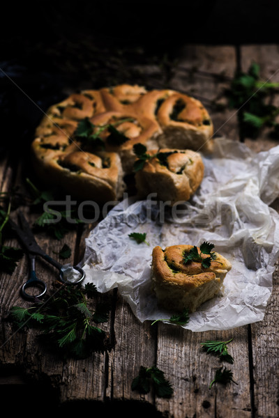 Wild nettle  whole wheat kissed buns. Style rustic.  Stock photo © zoryanchik