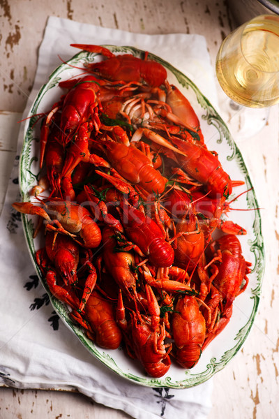 boiled crayfish on the dish.selective  focus Stock photo © zoryanchik