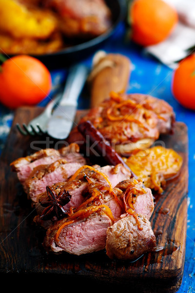 peking duck breast clementine spices.style rustic Stock photo © zoryanchik