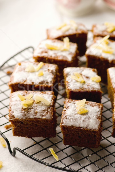 slices of a ginger parkin on a lattice for cooling.  Stock photo © zoryanchik