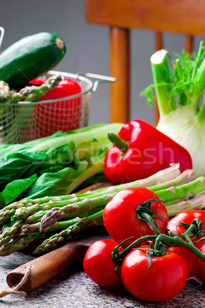 Fresh garden vegetables on the table Stock photo © zoryanchik