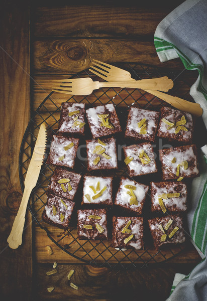 slices of a ginger parkin on a lattice for cooling.  Stock photo © zoryanchik