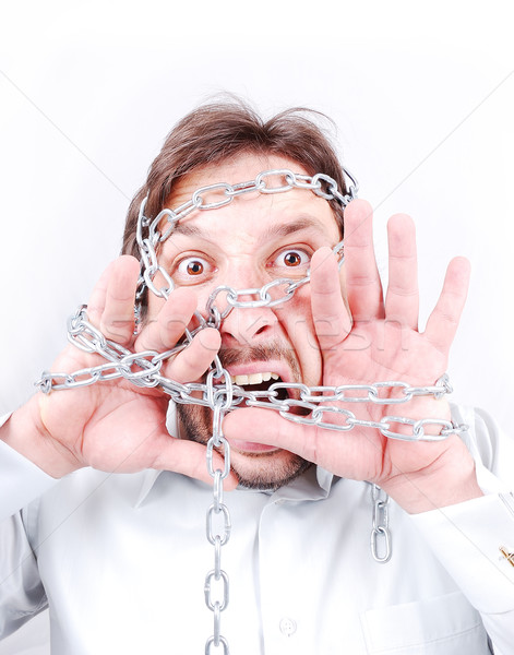 Chained man screaming Stock photo © zurijeta