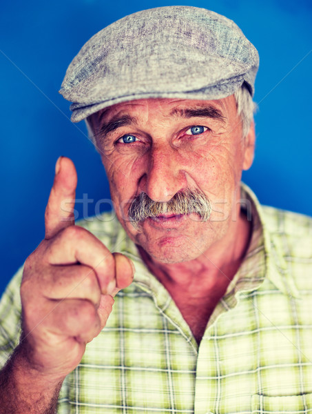 Sorridente homem maduro bigode rugas idoso boa aparência Foto stock © zurijeta