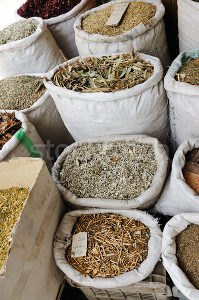 Spices and herbs at arabic market Stock photo © zurijeta