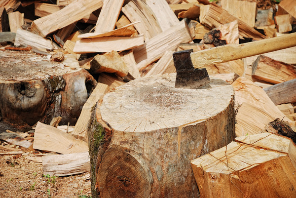 Holz vorbereitet ax Winter Textur Stahl Stock foto © zurijeta