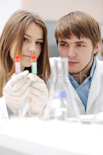Stock photo: Successful teamwork inside the lab, research, young experts