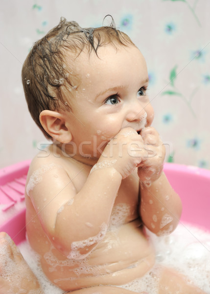 Adorable bébé garçon bain savon [[stock_photo]] © zurijeta